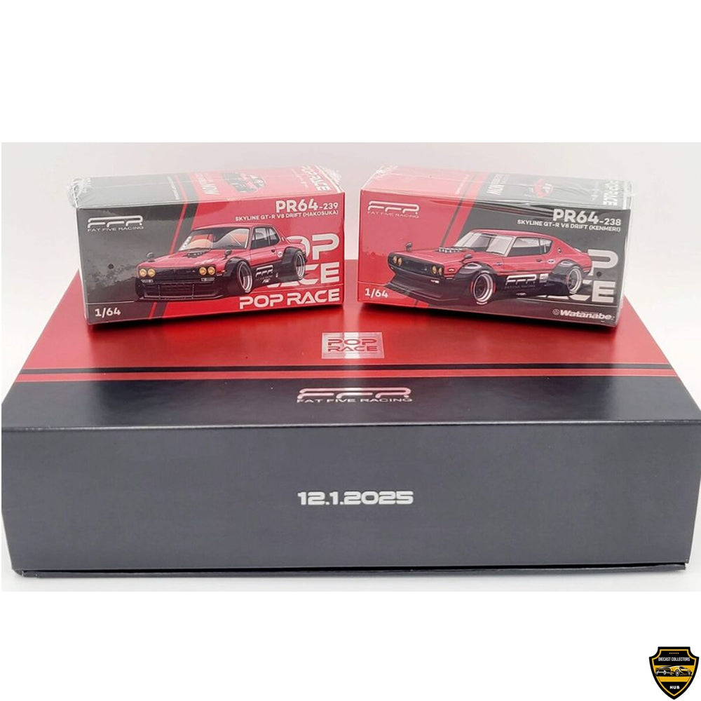 Pop Race Nissan Skyline GT-R V8 Drift Hakosuka / Kenmeri (2025 Fat Five Racing - Car Meet Box Set)