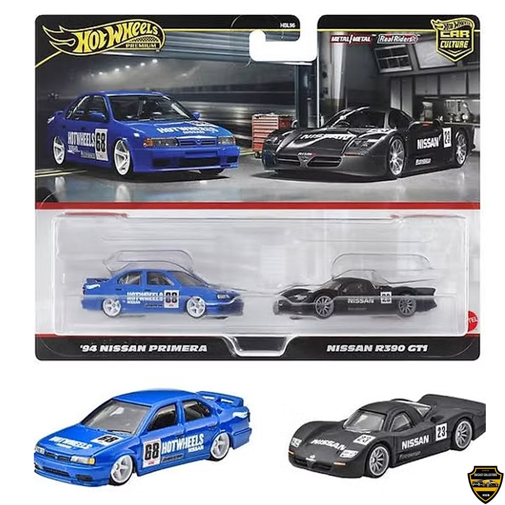 Hot Wheels 1:64 Car Culture Premium 2-Car Set ’94 Nissan Primera & Nissan R390 GT1