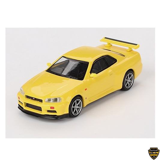 Mini GT 1:64 Nissan Skyline GT-R (R34) V-Spec – Lightning Yellow- MiJo Exclusives