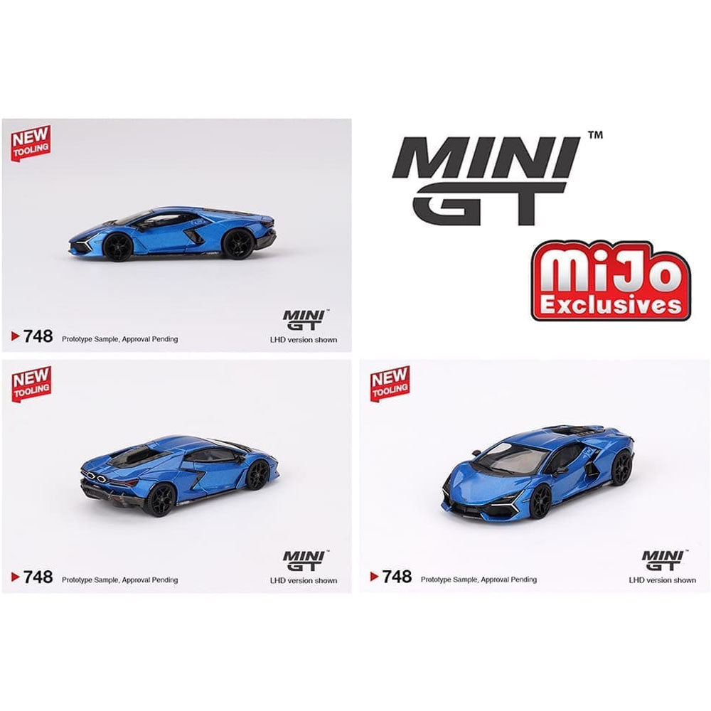 Mini GT 1:64 Lamborghini Revuelto – Blu Eleos – MiJo Exclusives (748)